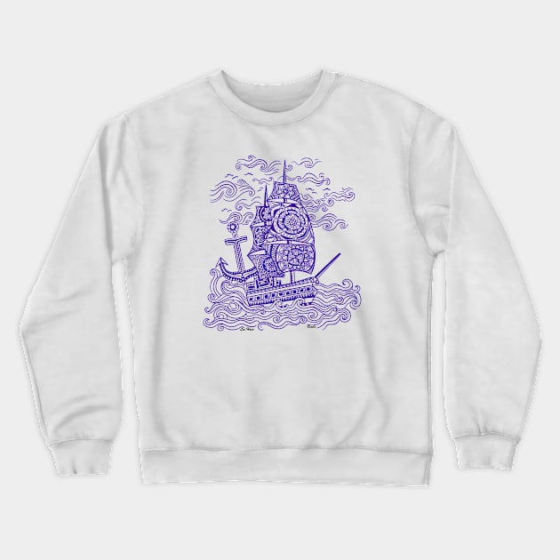 Mandala Ship II Crewneck Sweatshirt by Lees Tees